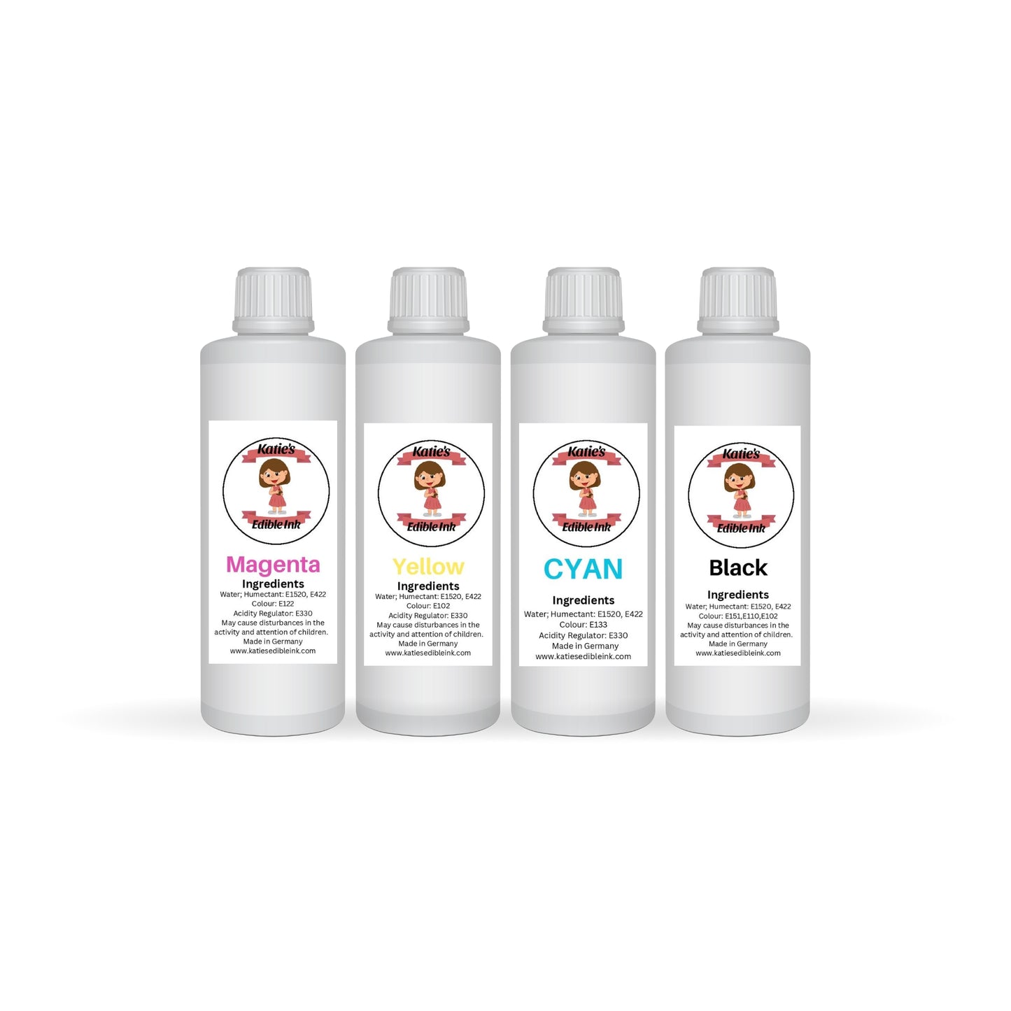 Katies Edible Ink Set Compatible with Canon Pixma Printers Black/Cyan/Magenta/Yellow