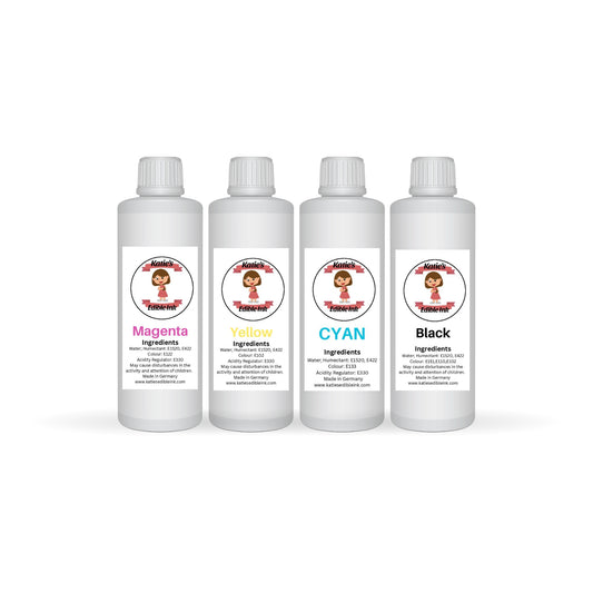 Katies Edible Ink Set Compatible with Canon Pixma Printers Black/Cyan/Magenta/Yellow